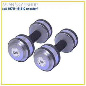 Rubber Dumbbell Set - 10kg - Silver Made of solid cast iron 10 kg Weight