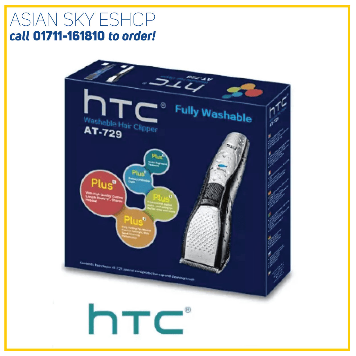 HTC AT-729 RECHARGEABLE HIGH QUALITY HAIR TRIMMER HAIR CUTTER HAIR STYLE RAMBUT GUNTING
