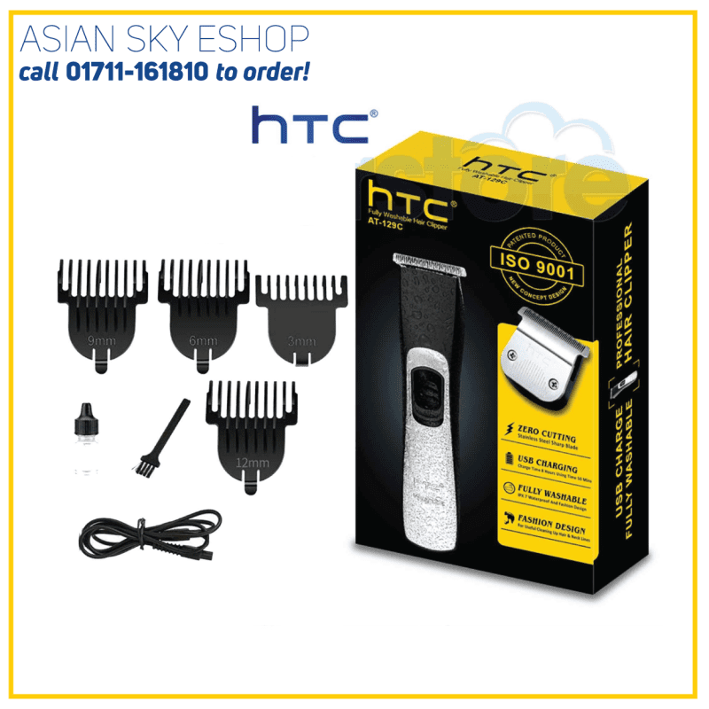 NEW MODEL proffesional HTC AT 129C waterproof hair clipper, hair trimmer , hair cutter for men women kids or family EASY to use 100% ORIGINAL [ FAST DELIVERY