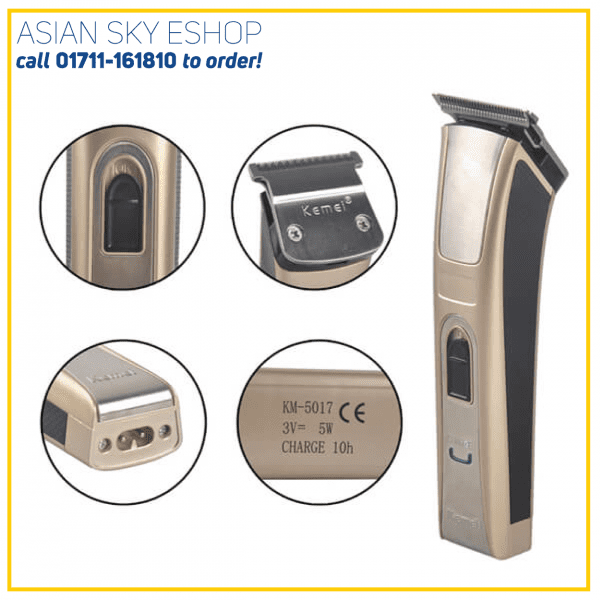 Kemei KM-5017 Rechargeable Hair Clipper And Trimmer-Gold & Black